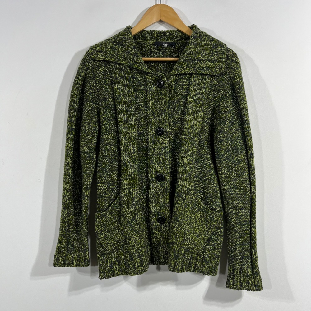 Weekend Max Mara Fisherman Granola Folk Virgin Wool Chunky Knit Cardigan XL Boho